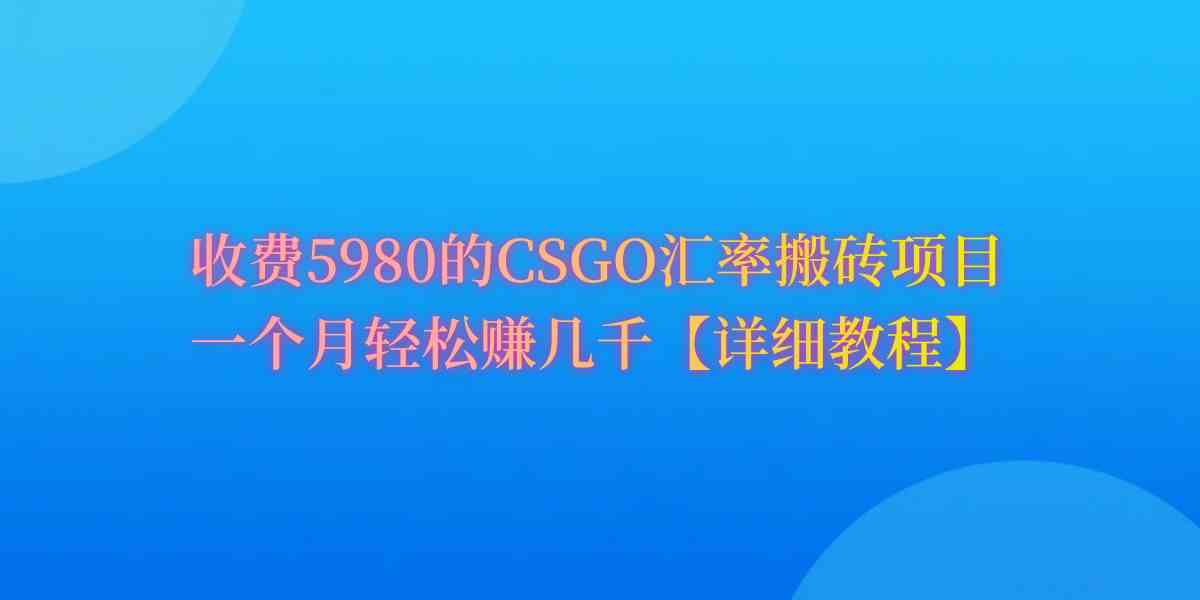 （9776期）CSGO装备搬砖，月综合收益率高达60%，你也可以！-中创资源网