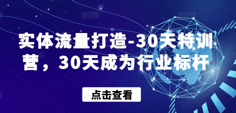 实体流量打造-30天特训营，30天成为行业标杆-中创资源网