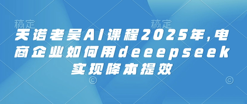 天诺老吴AI课程2025年，电商企业如何用deeepseek实现降本提效-中创资源网