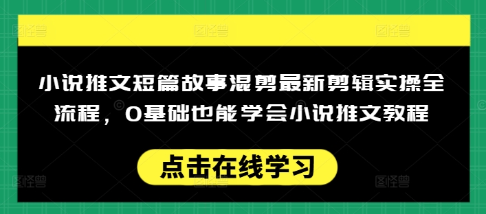 小说推文短篇故事混剪最新剪辑实操全流程，0基础也能学会小说推文教程，肯干多发日入多张-中创资源网
