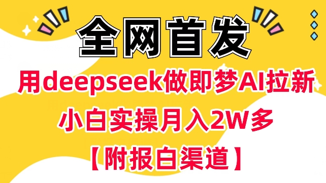 用deepseek做即梦Ai拉新 小白实操月入过W+【附报白渠道】-中创资源网